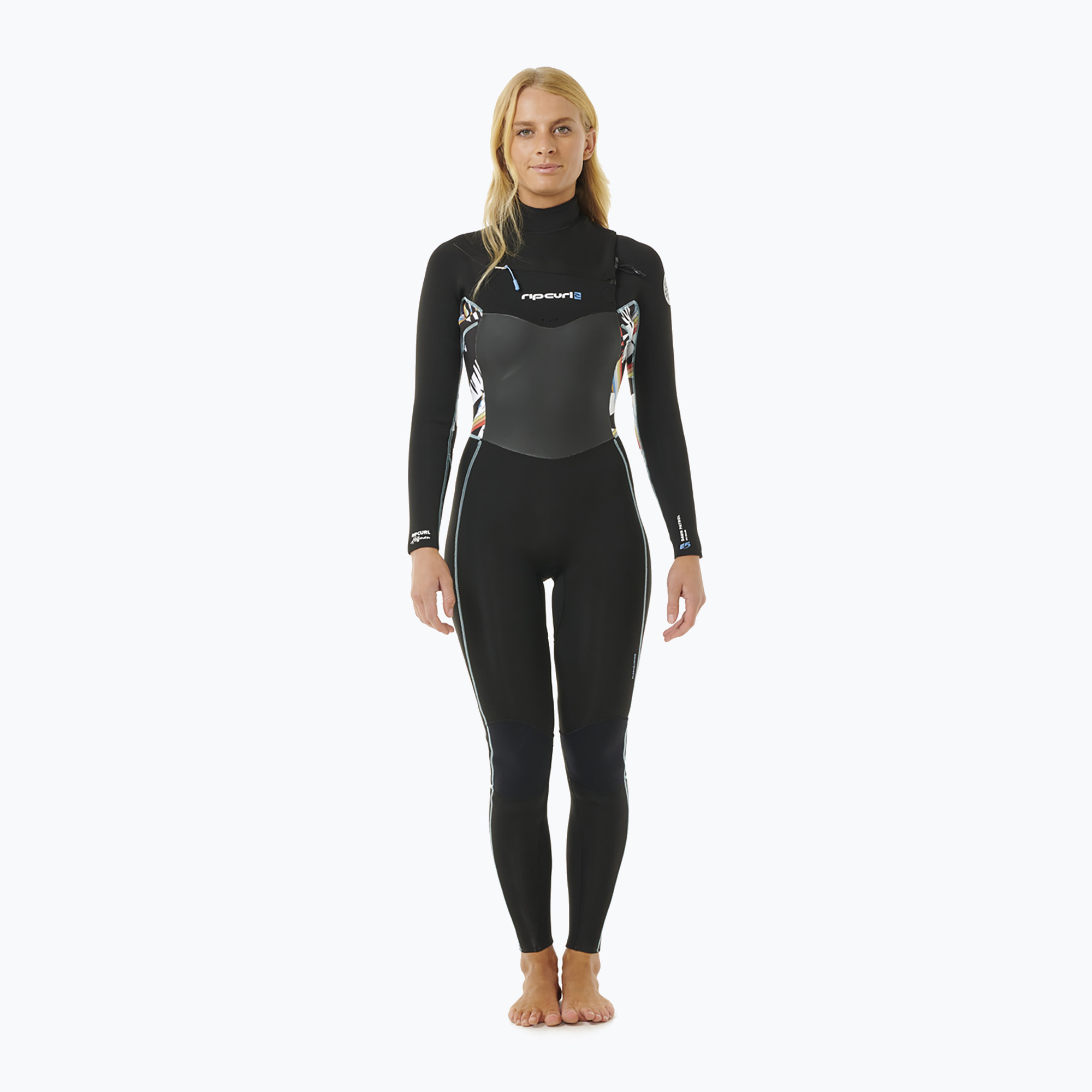 Pianka do pływania damska Rip Curl Dawn Patrol 4/3 mm Chest Zip Sublimed black/black/multi 