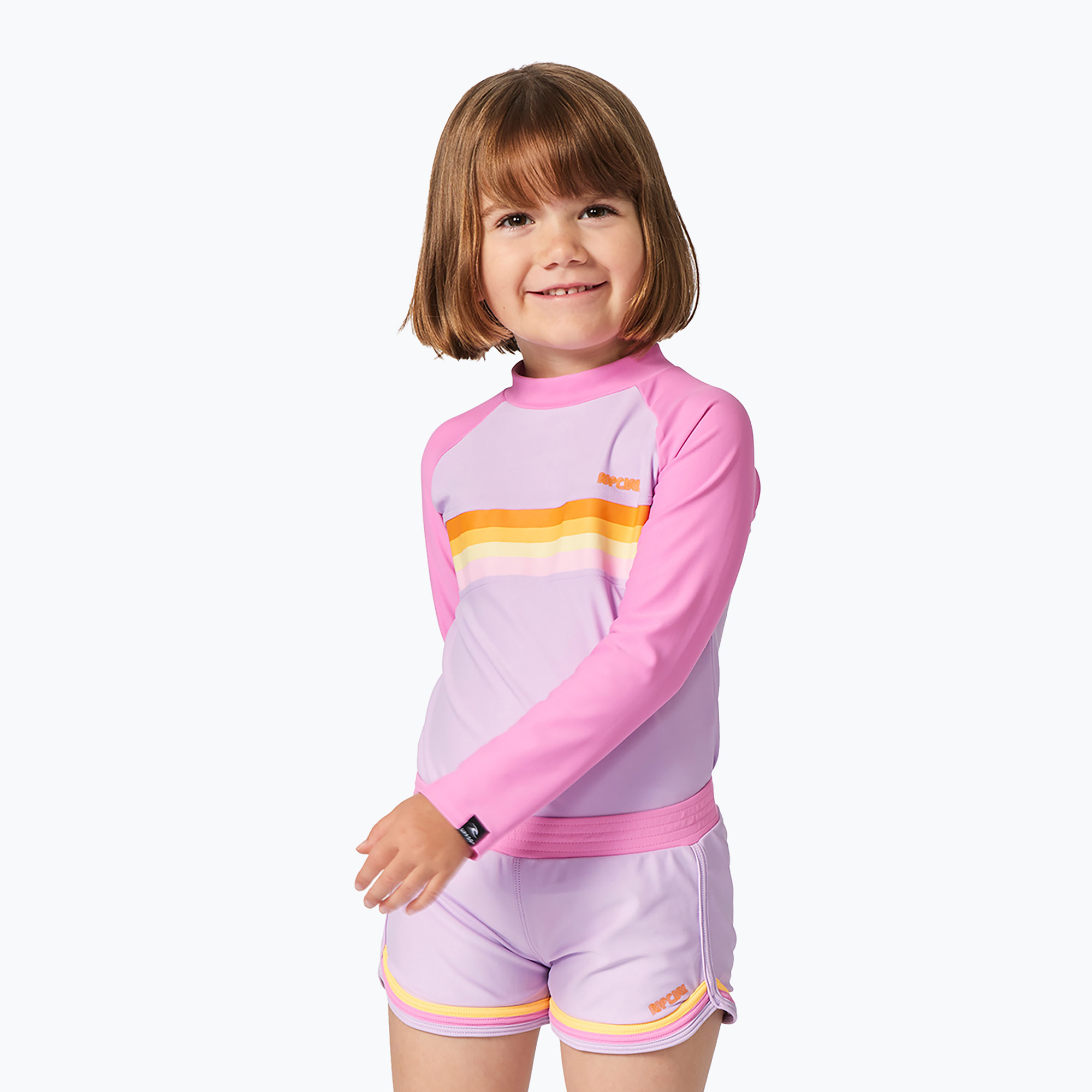 Rip Curl детска плувна жилетка с дълъг ръкав Rainbow Tide Rash Vest, яркорозова