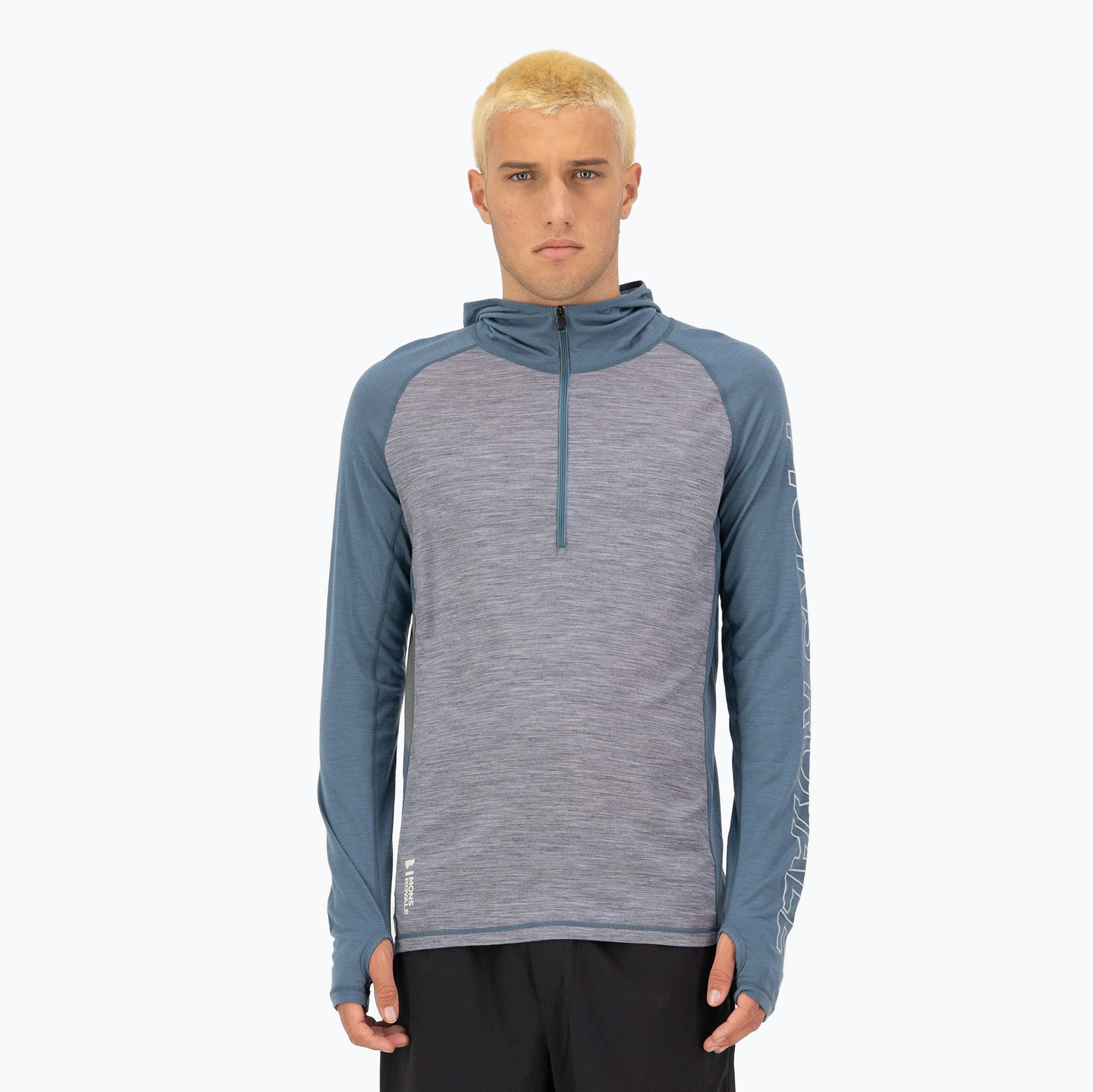 Pánska termo mikina Mons Royale Temple Tech Hood s kapucňou šedá heather/goblin blue (Temple Tech Hood 100078-1165-887)