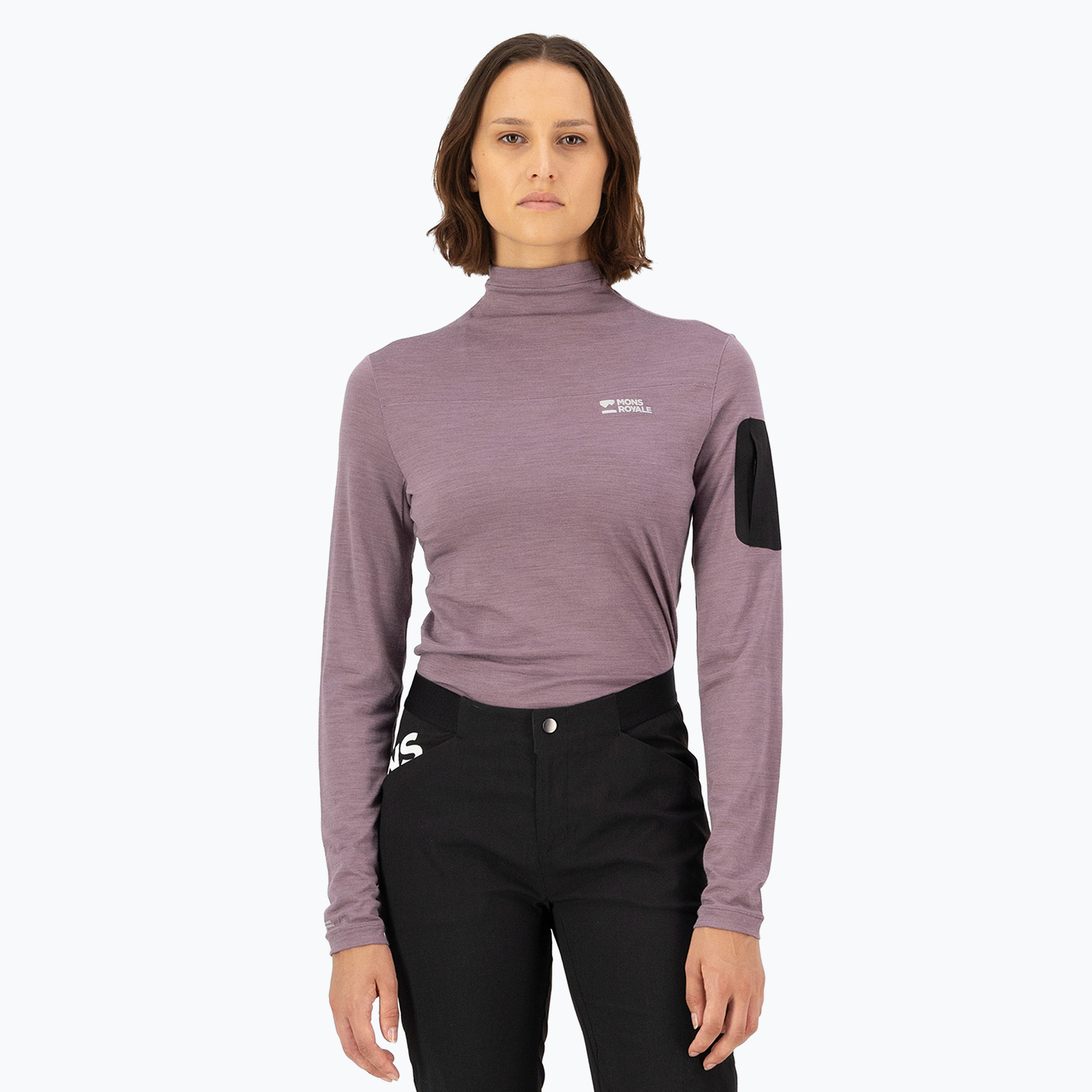 Дамски термален ръкав с дълъг ръкав Mons Royale Diversion Mock Neck mauve