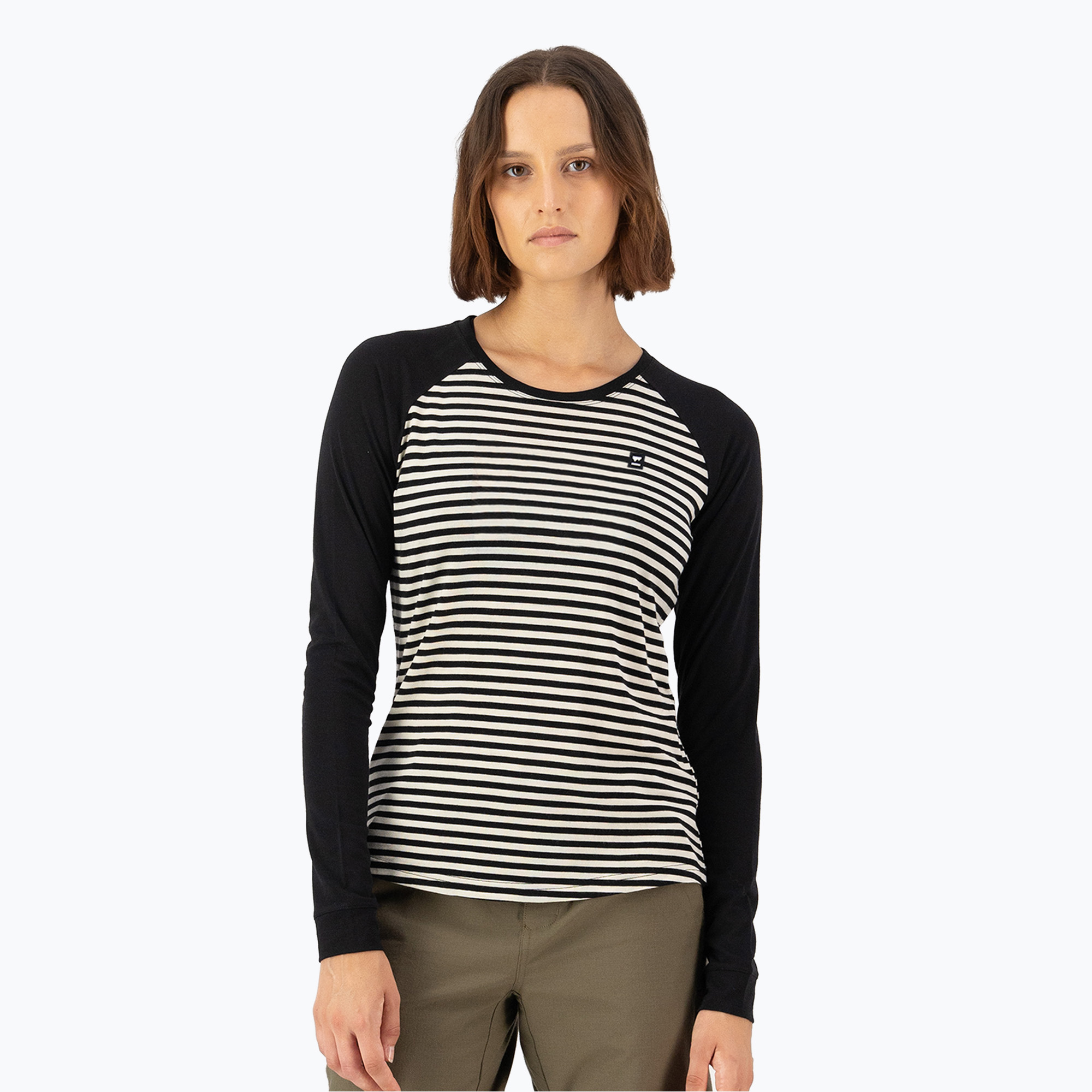 Dámske termo tričko s dlhým rukávom Mons Royale Icon Raglan mr stripe/black (Icon Raglan 100498-1227-883)