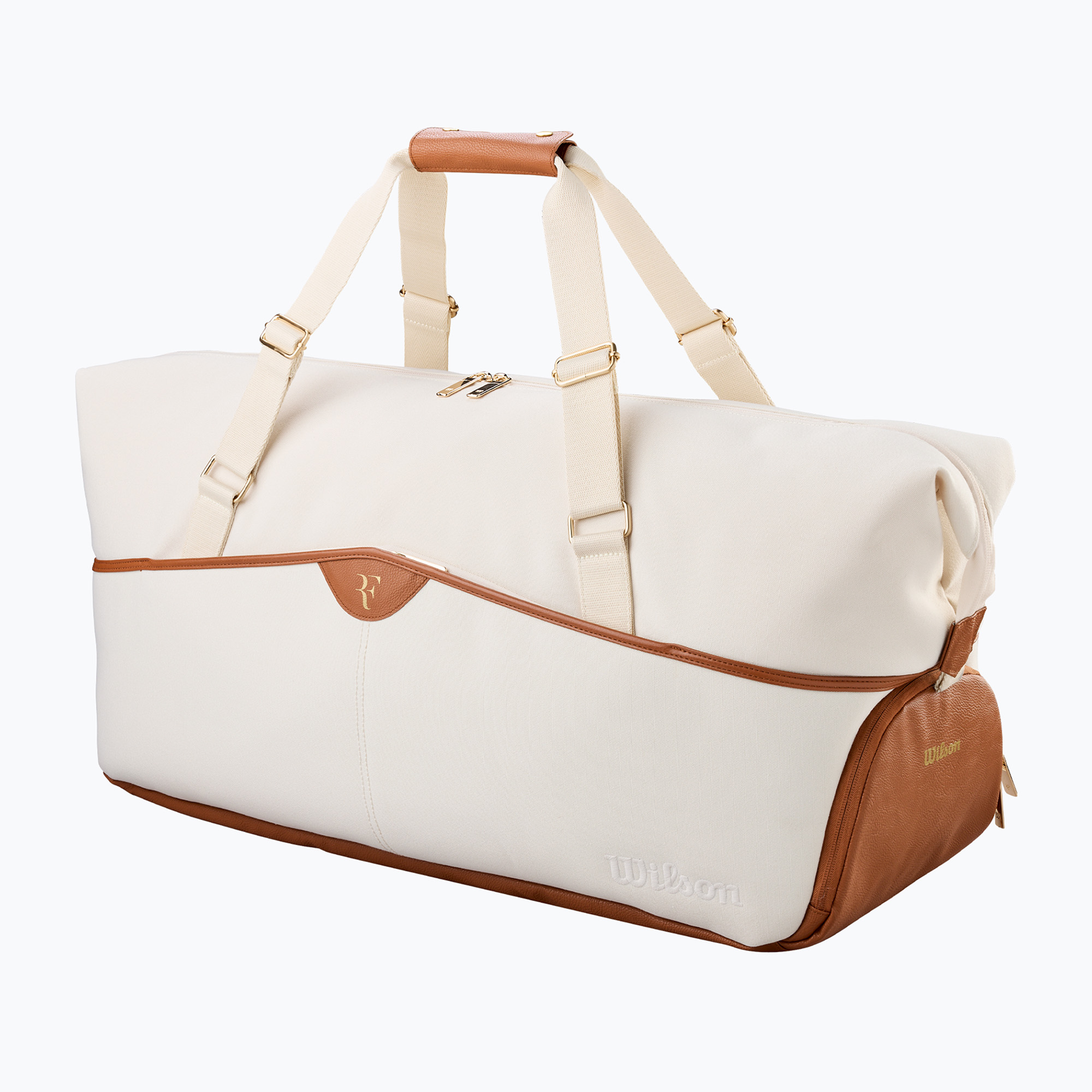 Чанта за тенис Wilson Roger Federer Lawn Practice Duffel 6Pk cream