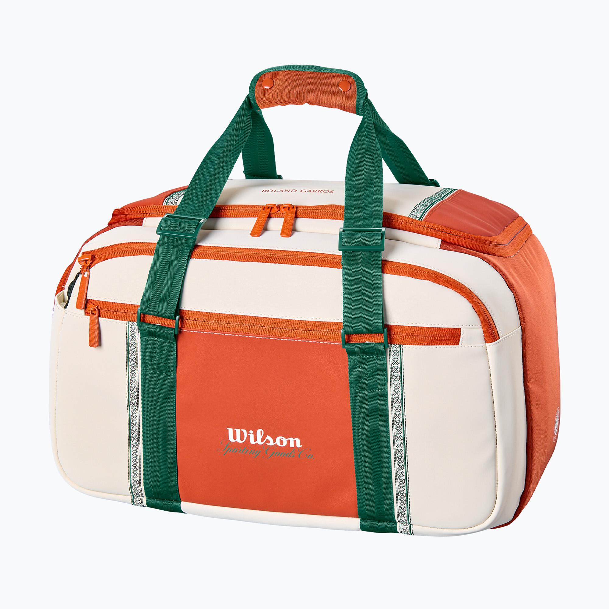 Чанта за тенис Wilson Roland Garros Small Duffel 2026 cream/clay/green